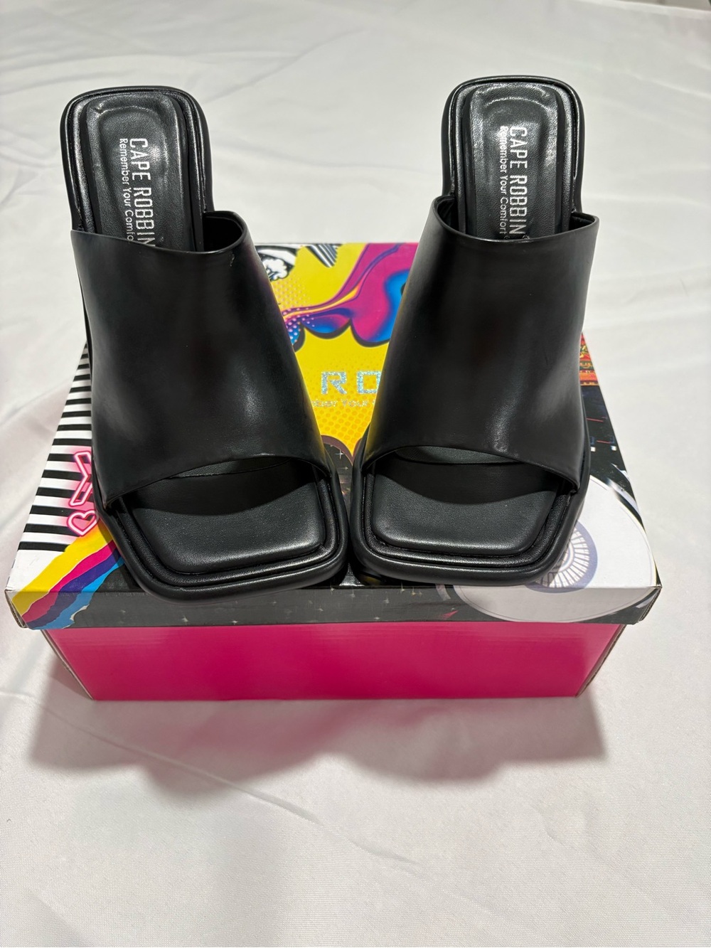 Cape Robbin Black Square Open-Toe Stiletto Mule - Picture 2 of 4